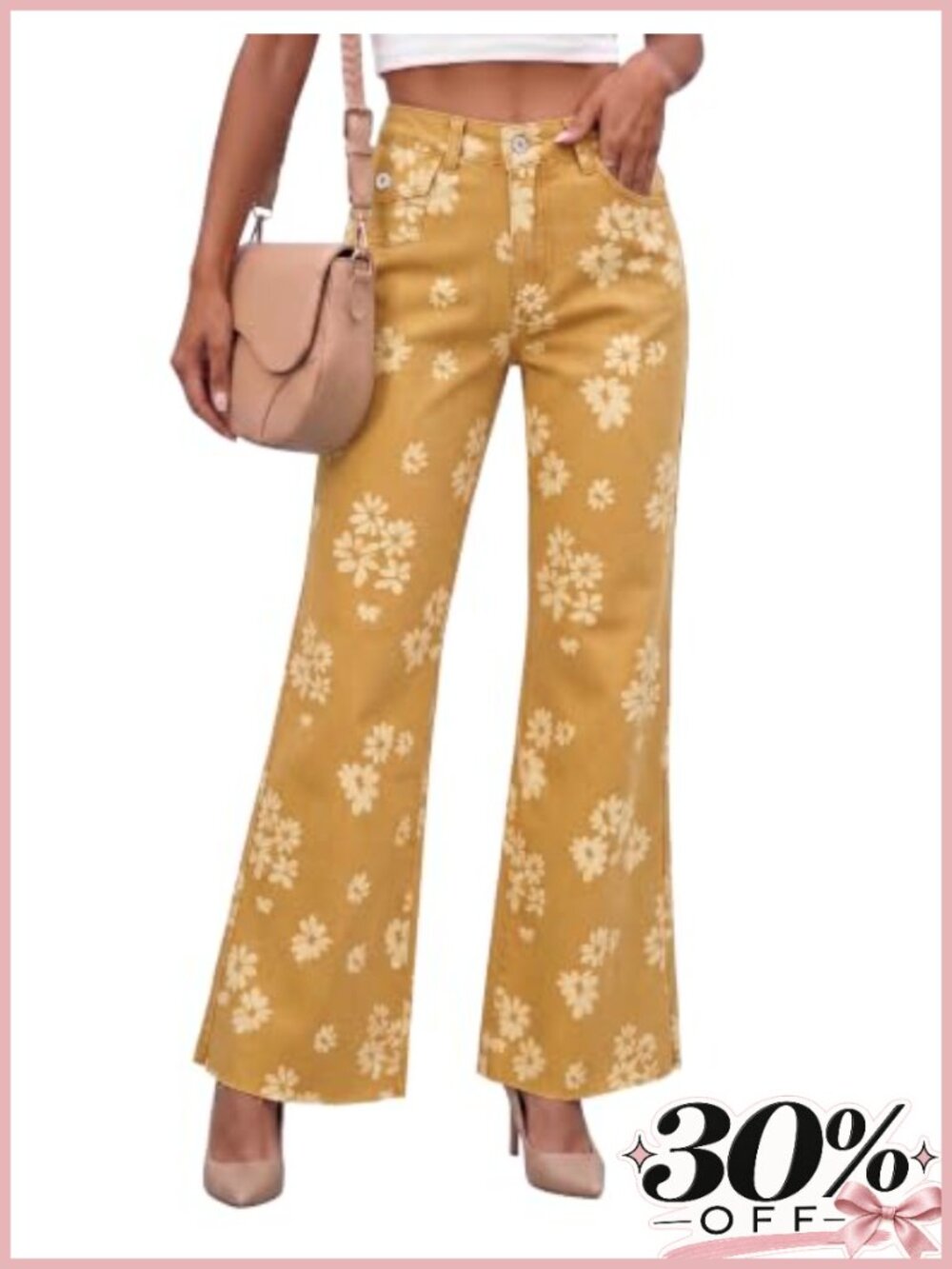 Wide Leg High Waisted Stretchy Denim Jeans Loose Fit Casual Pants